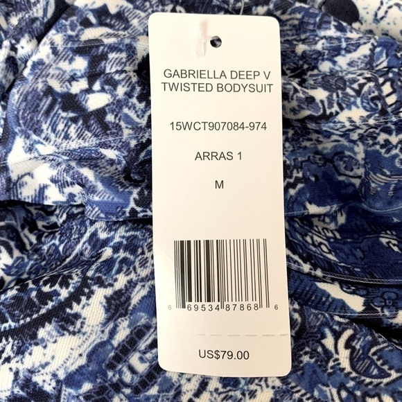 Bebe Swim Suit 1 Piece, Size M, Navy, Blue & White Print. - Picture 5 of 9